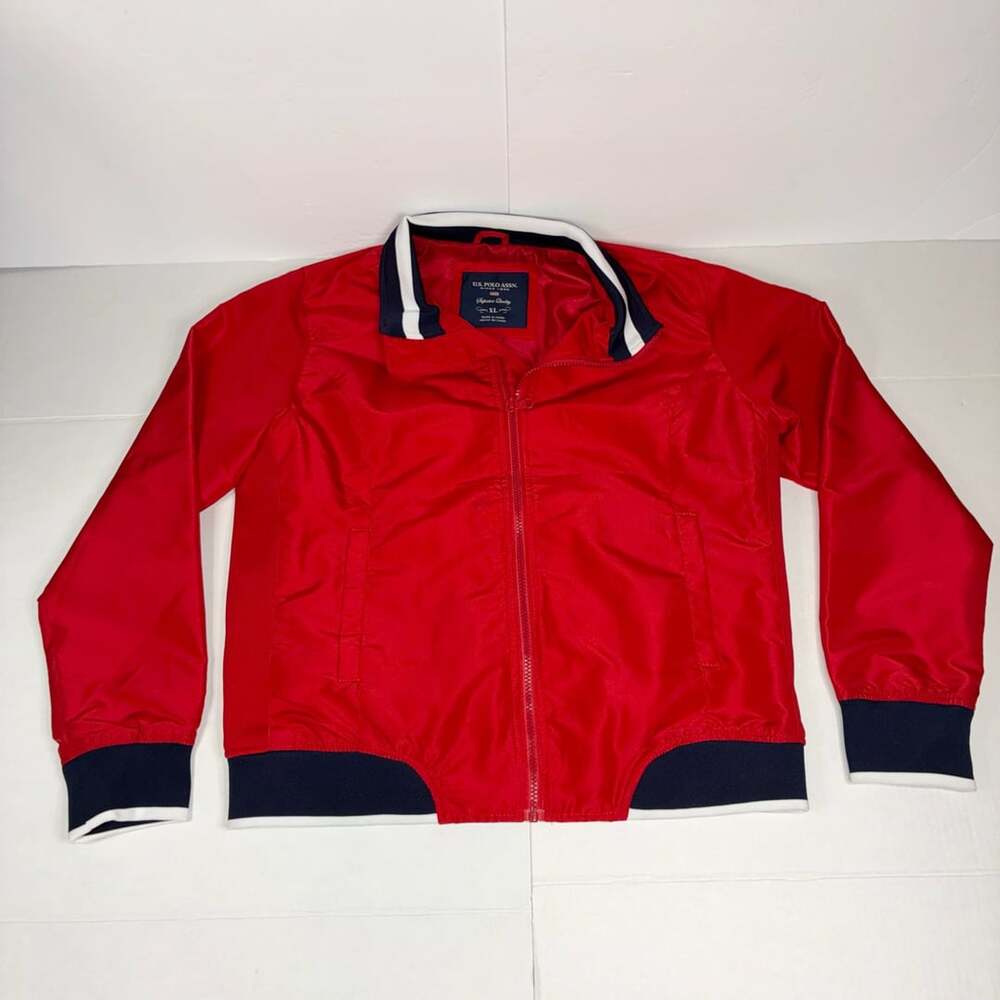 U.S. Polo Assn. Men Red Lightweight Bomber Windbreaker Jacket Size XL